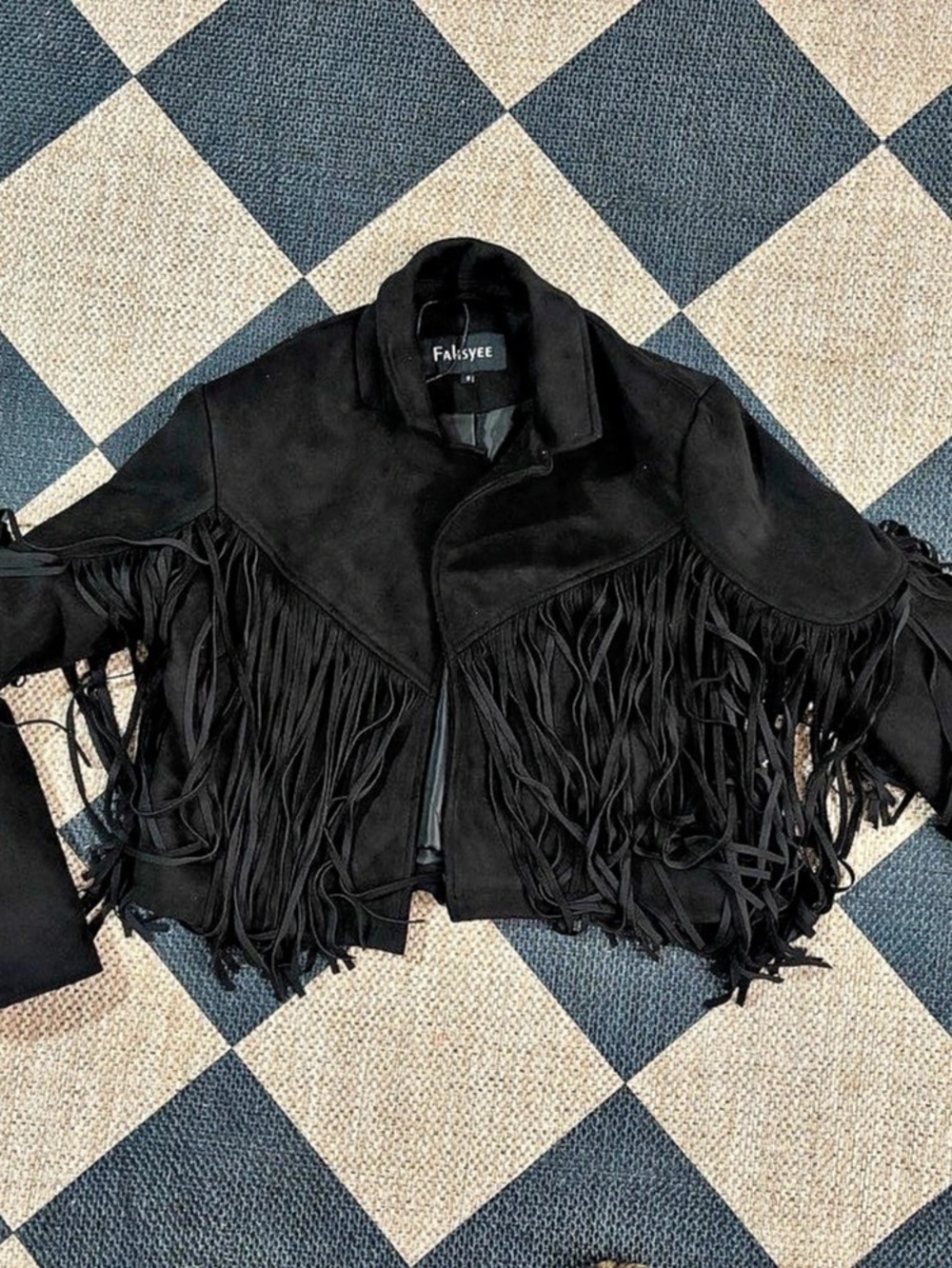 FASHYEE Fringe Jacket in Black Size Small Like New